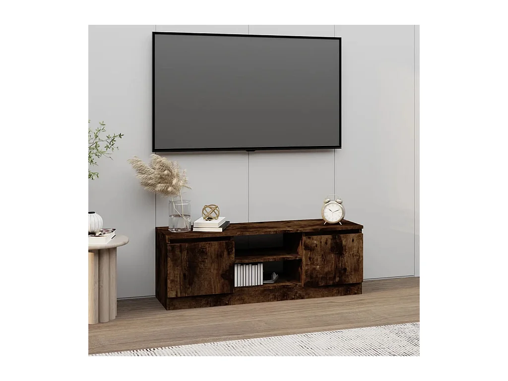 Meuble TV avec porte Chêne fumé 102x30x36 cm