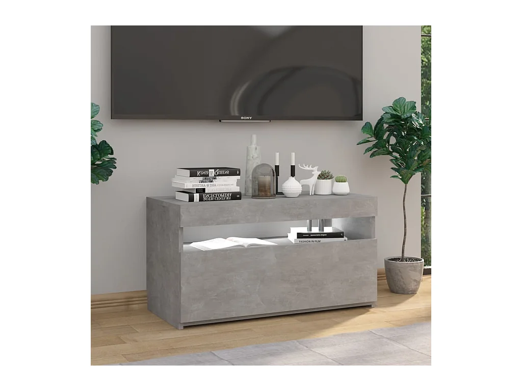 Mobile TV con luci LED Grigio cemento 75x35x40 cm
