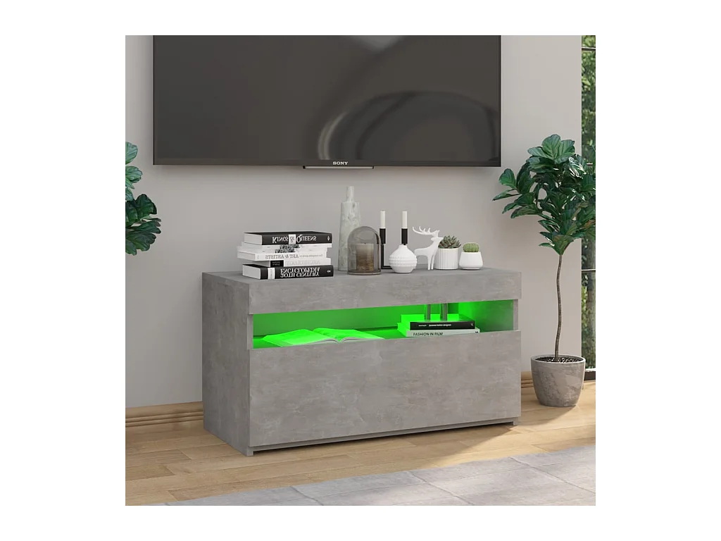 Mobile TV con luci LED Grigio cemento 75x35x40 cm