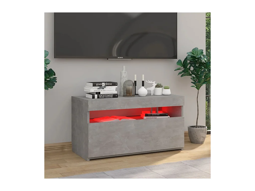 Mobile TV con luci LED Grigio cemento 75x35x40 cm