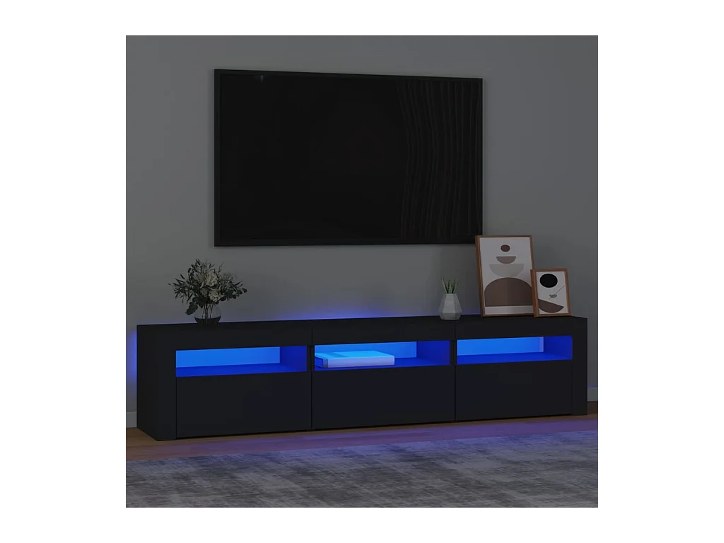 Meuble TV avec lumières LED Noir 180x35x40 cm