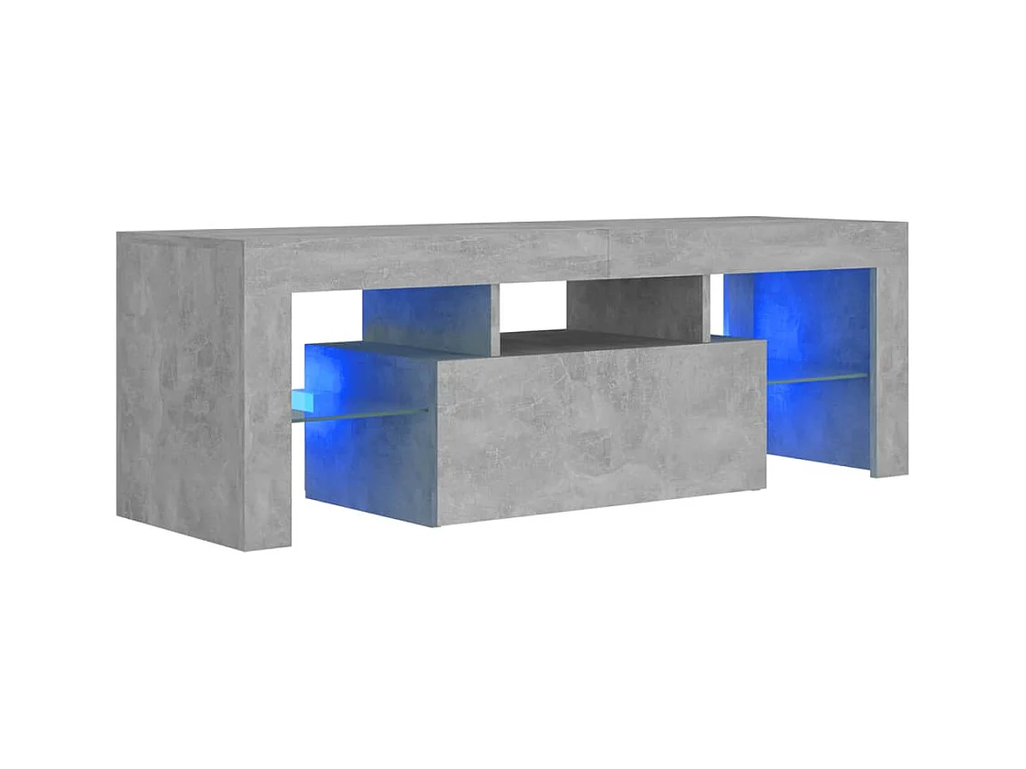 Meuble TV avec lumières LED gris béton 120x35x40 cm