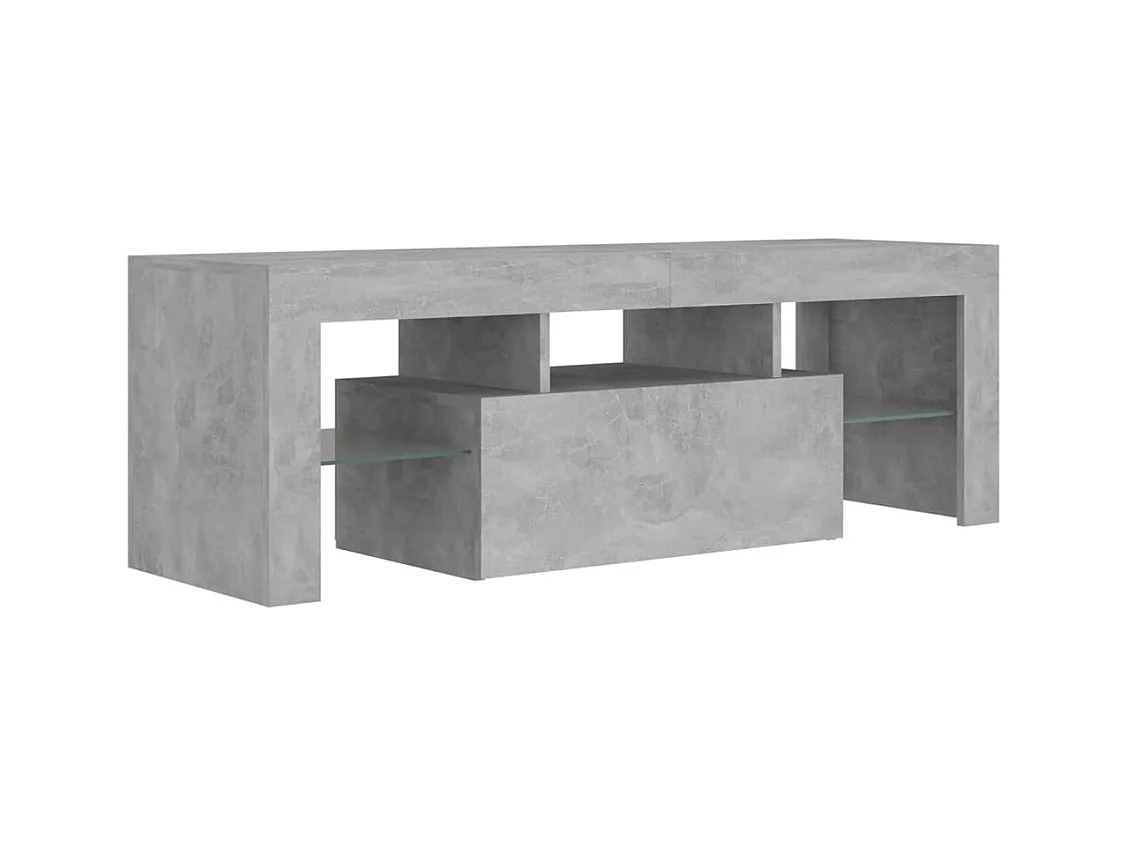 Meuble TV avec lumières LED gris béton 120x35x40 cm