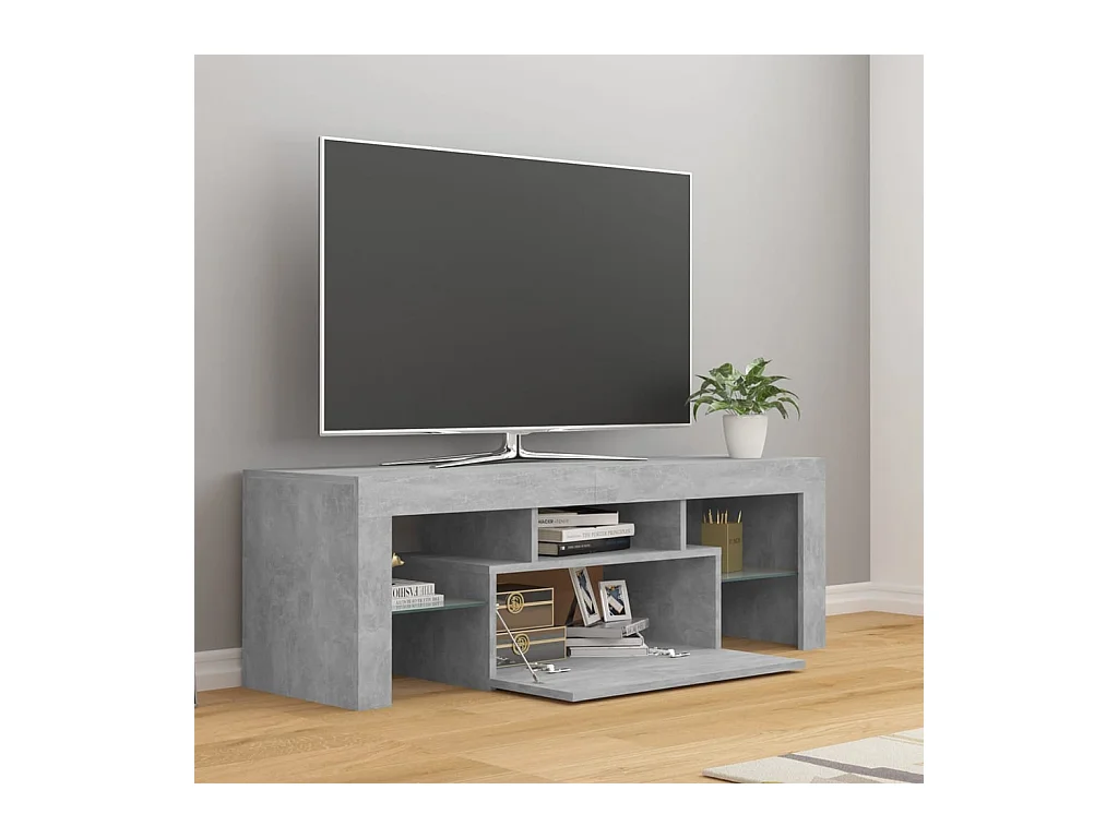 Meuble TV avec lumières LED gris béton 120x35x40 cm
