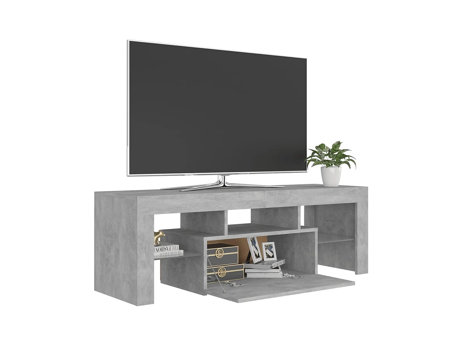 Meuble TV avec lumières LED gris béton 120x35x40 cm