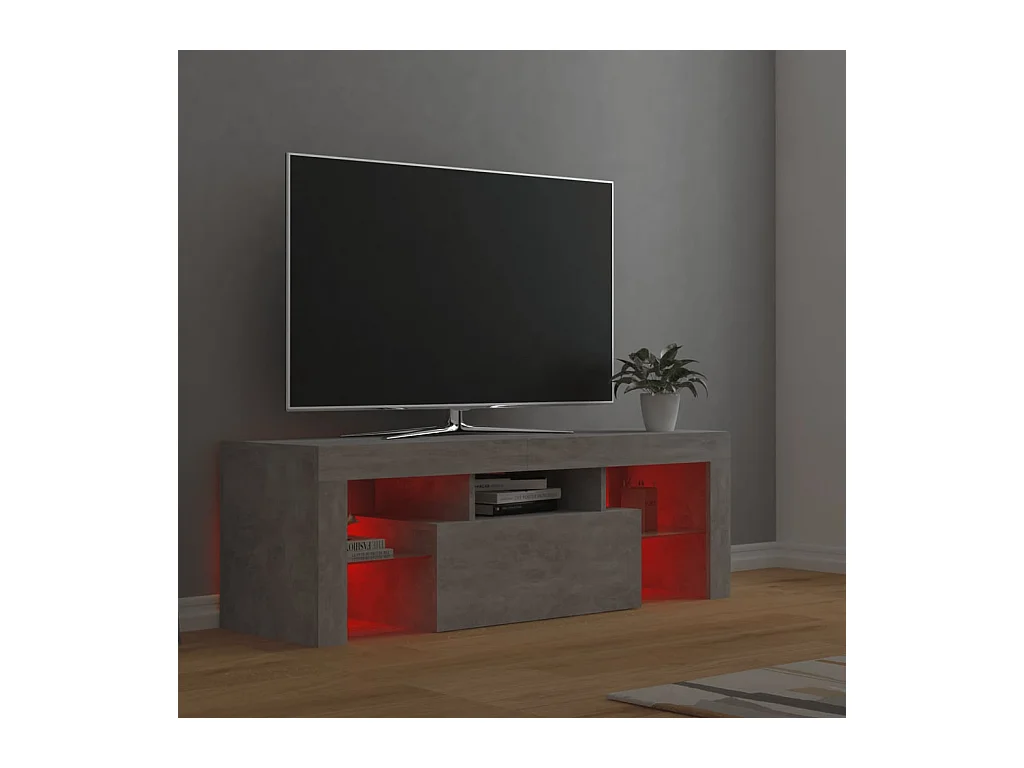 Meuble TV avec lumières LED gris béton 120x35x40 cm