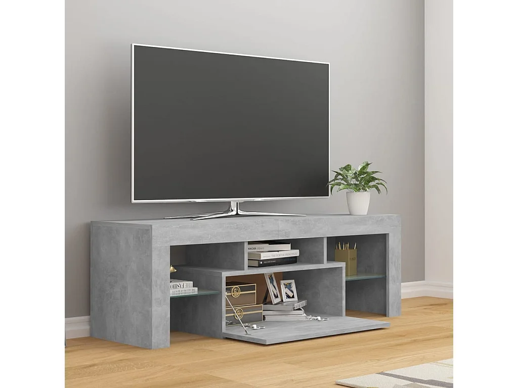 Betongrauer TV-Schrank mit LED-Leuchten 120x35x40 cm