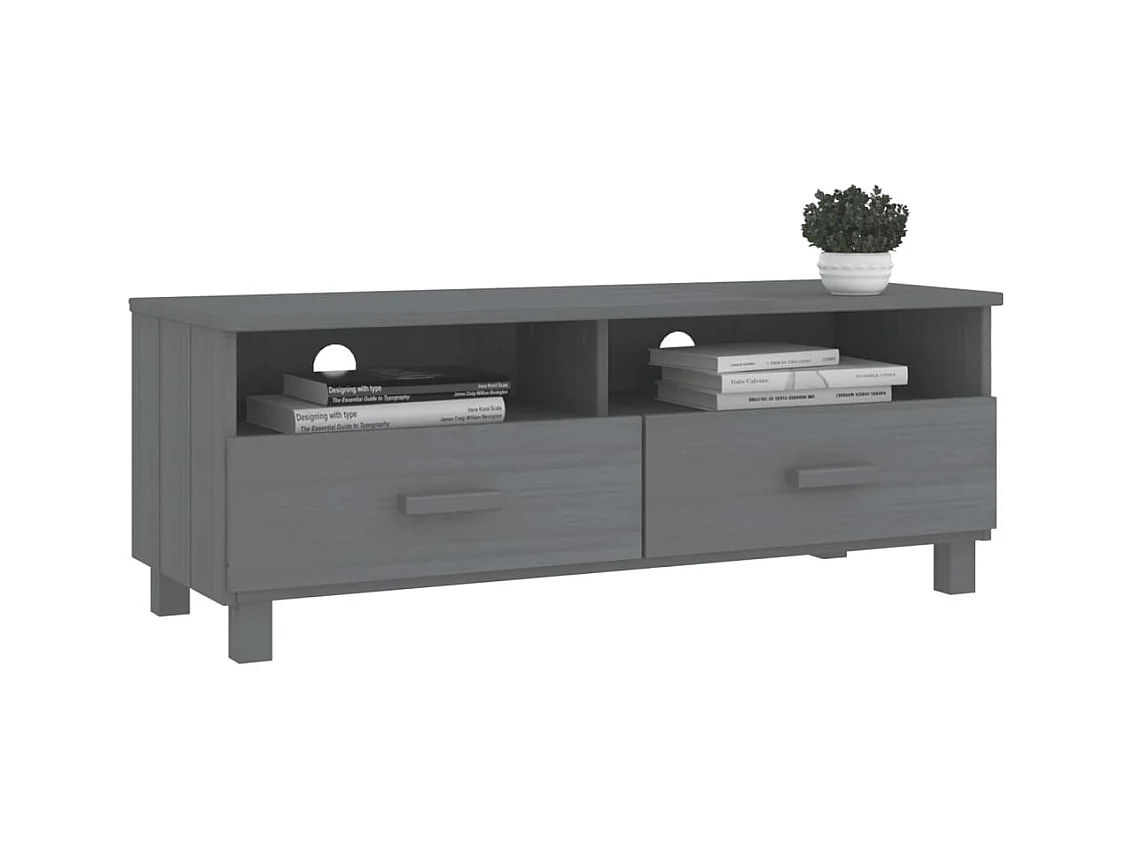 Meuble TV  Gris foncé 106x40x40 cm Bois massif de pin