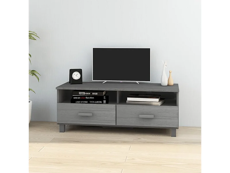 Meuble TV  Gris foncé 106x40x40 cm Bois massif de pin