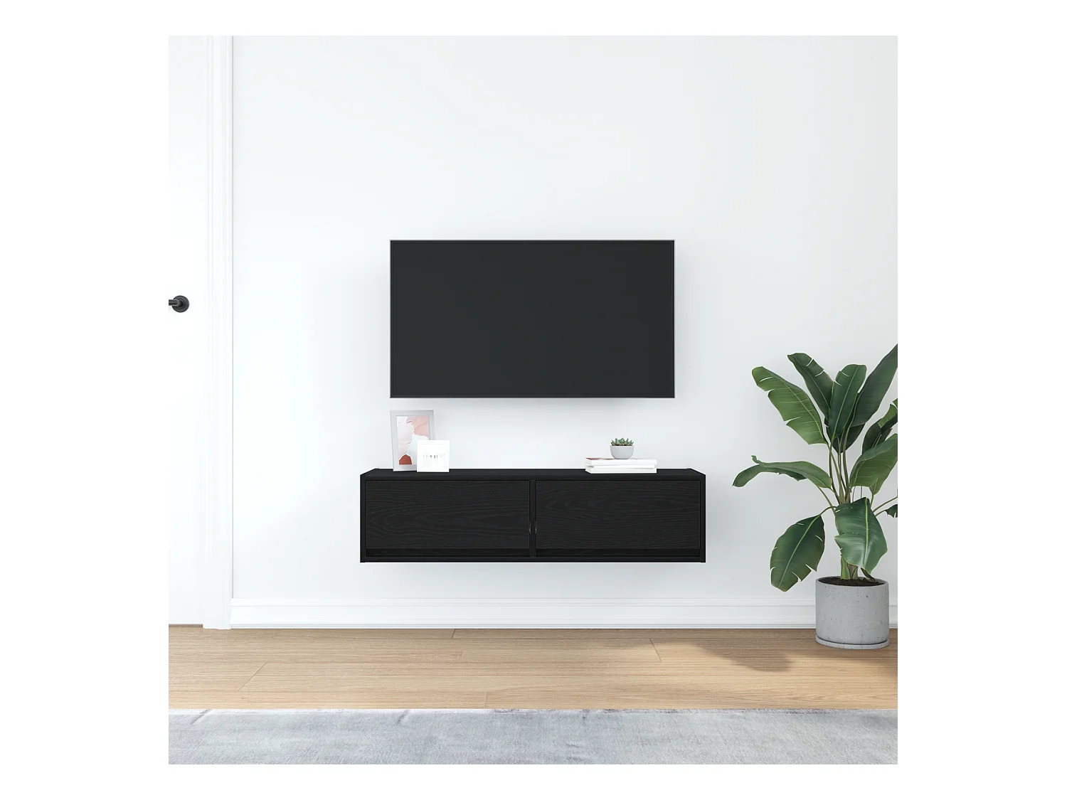 Meuble TV Noir Chêne 100x31x25,5 cm Bois d'ingénierie