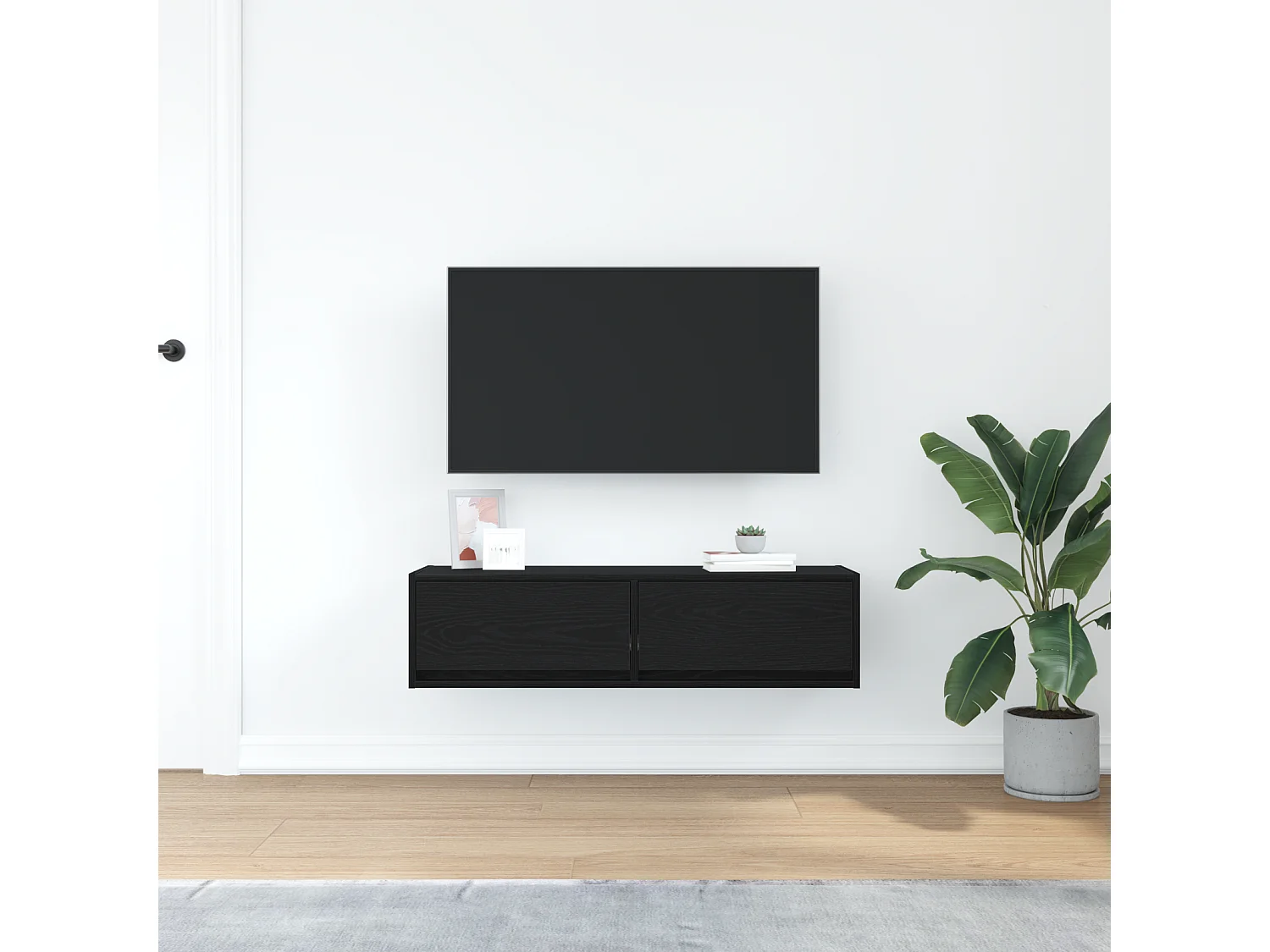 Meuble TV Noir Chêne 100x31x25,5 cm Bois d'ingénierie