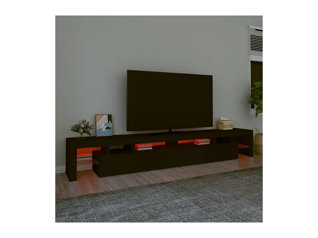Meuble TV avec lumières LED Noir 260x36,5x40 cm