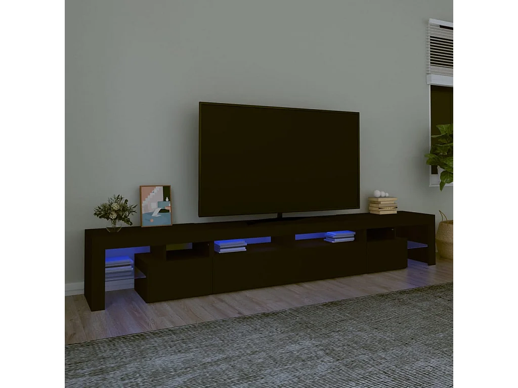 Meuble TV avec lumières LED Noir 260x36,5x40 cm