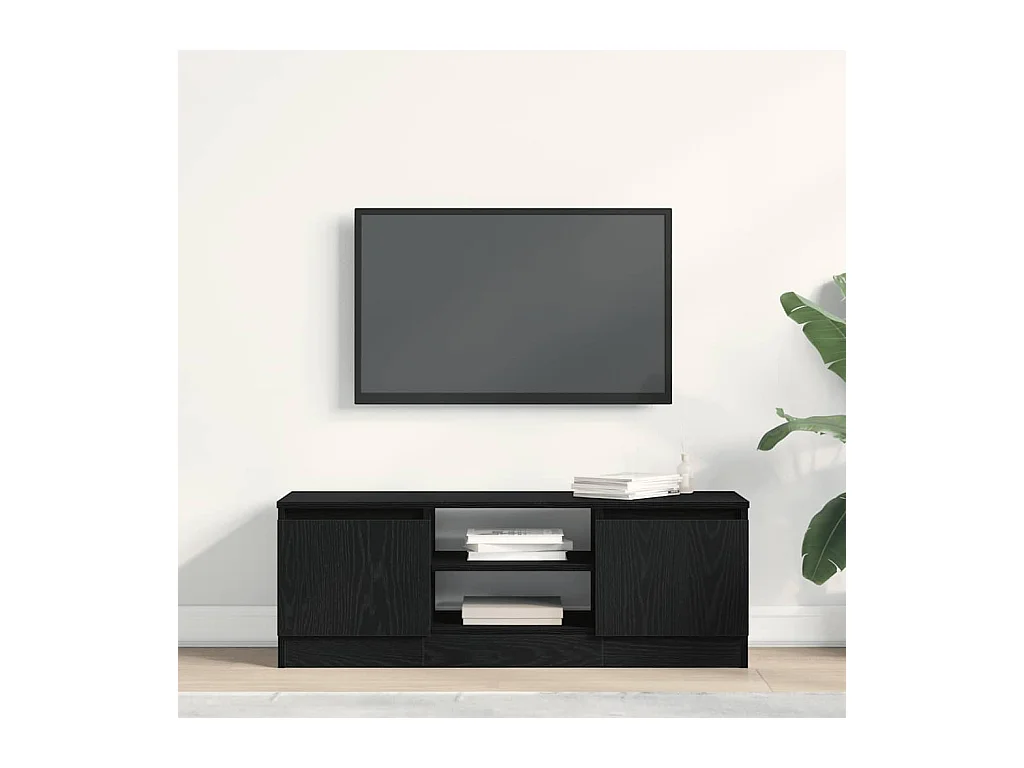 Meuble TV chêne noir 102x30x36 cm bois d'ingénierie