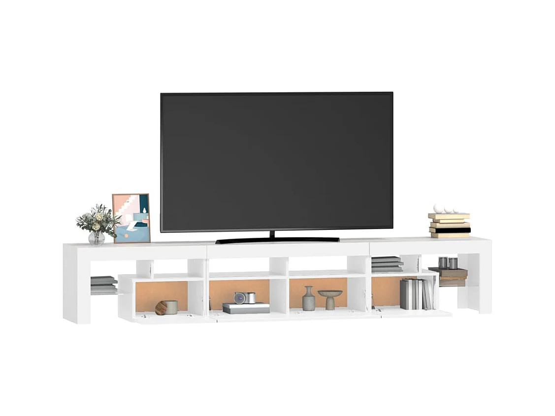 Meuble TV avec lumières LED Blanc 230x36,5x40 cm