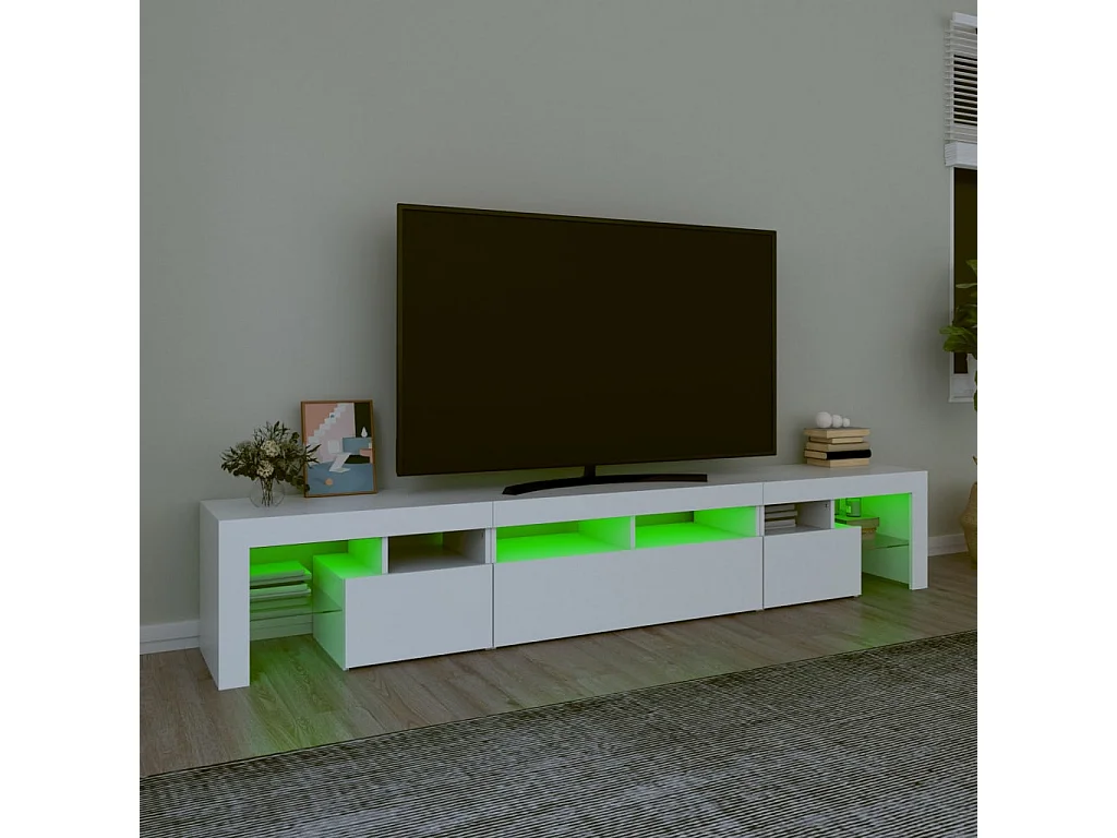 Mueble de TV con luces LED Blanco 230x36,5x40 cm
