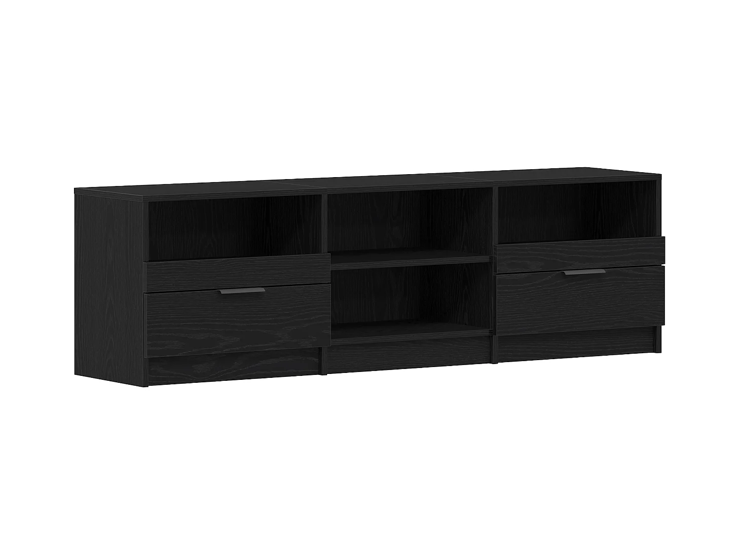 Zwarte eiken tv-kast 150x33,5x45 cm bewerkt hout