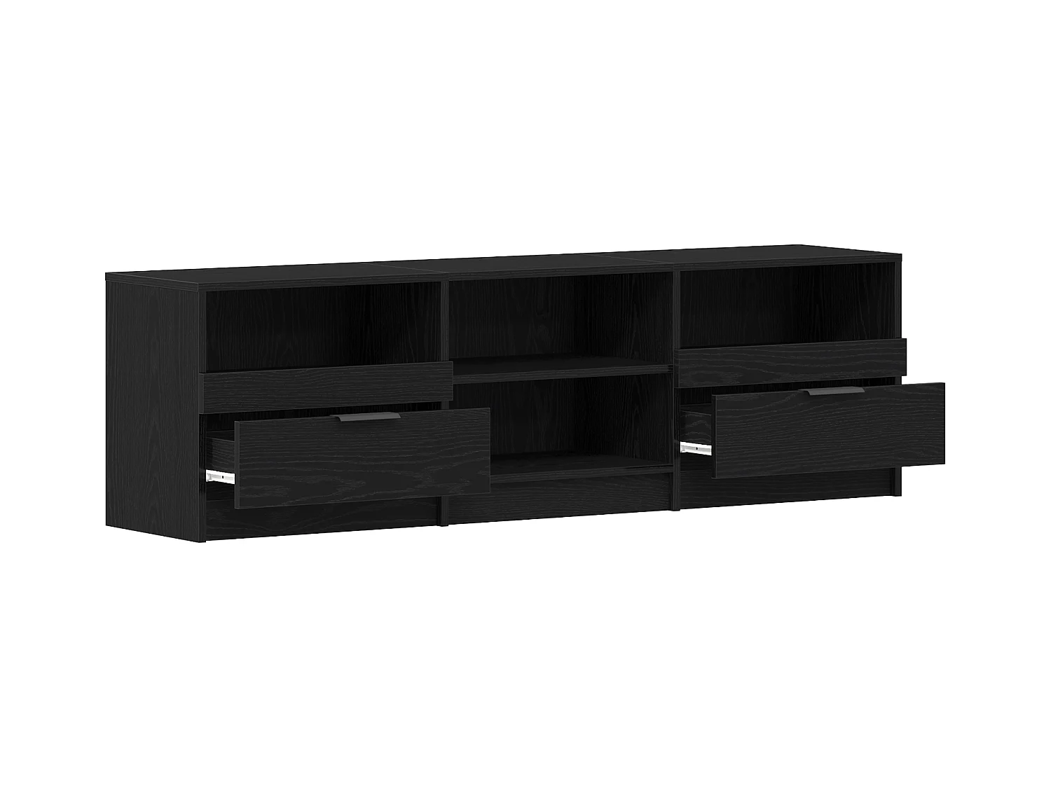 Zwarte eiken tv-kast 150x33,5x45 cm bewerkt hout
