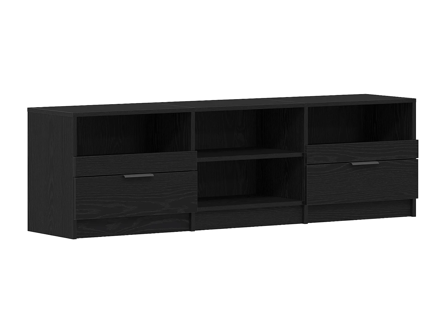 Meuble TV Noir Chêne 150x33,5x45 cm Bois d'ingénierie