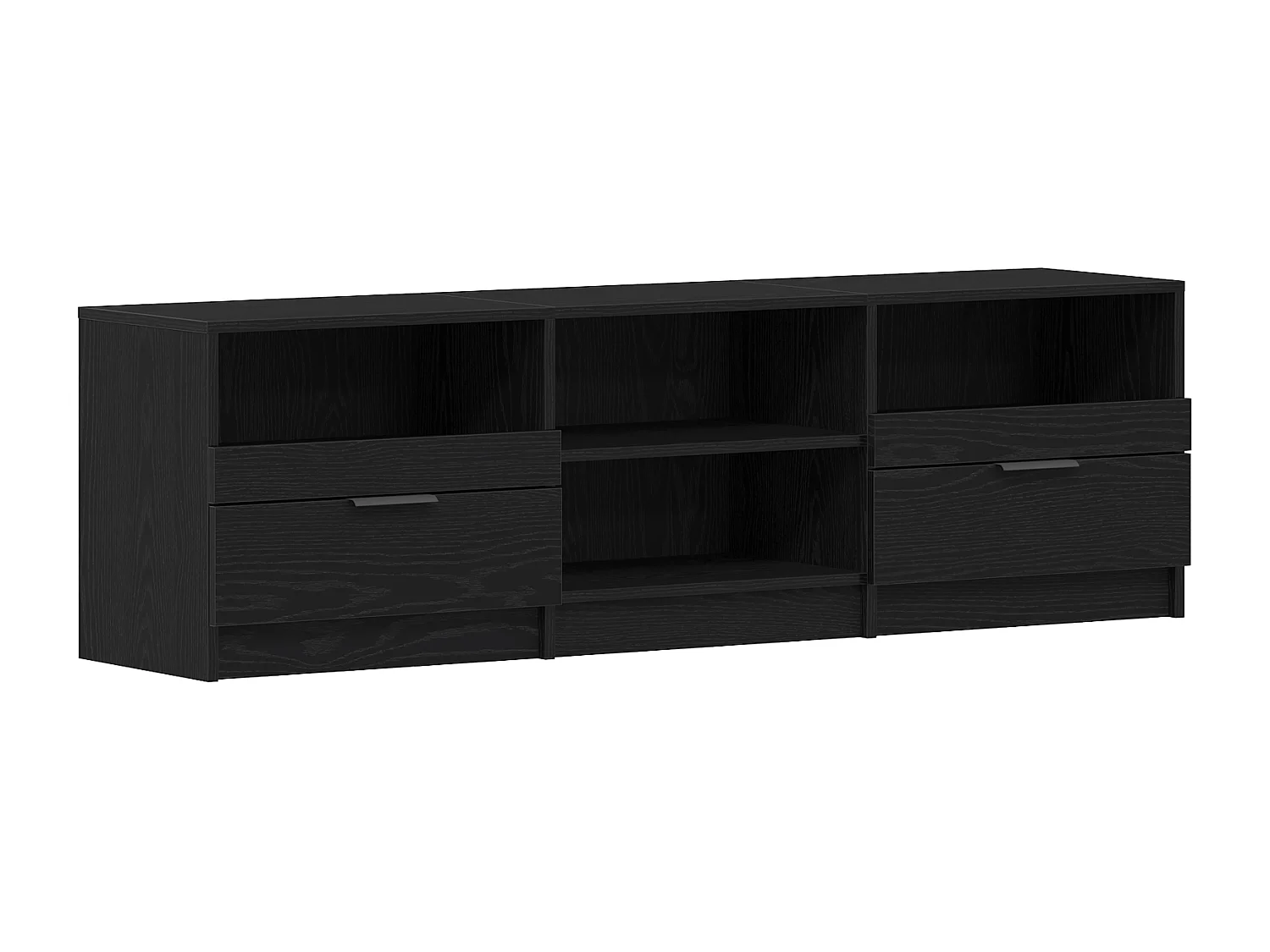 Meuble TV Noir Chêne 150x33,5x45 cm Bois d'ingénierie