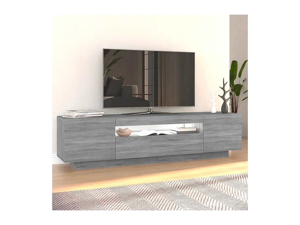 Meuble TV avec lumières LED Sonoma gris 160x35x40 cm
