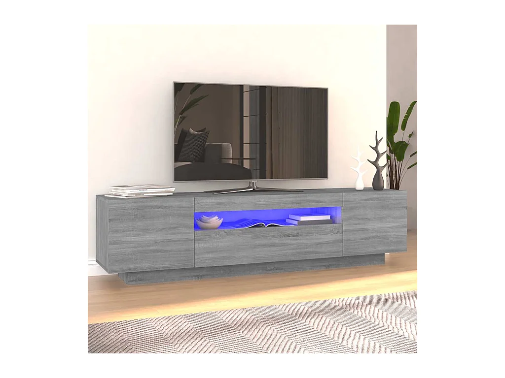 Mobile TV grigio Sonoma con luci LED 160x35x40 cm