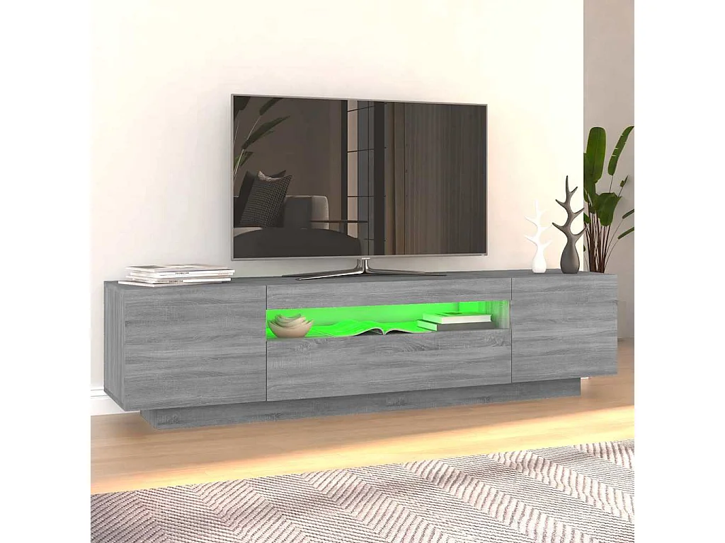 Mueble de TV Sonoma gris con luces LED 160x35x40 cm