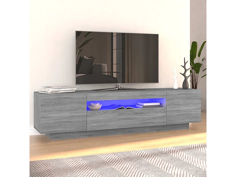Meuble TV avec lumières LED Sonoma gris 160x35x40 cm