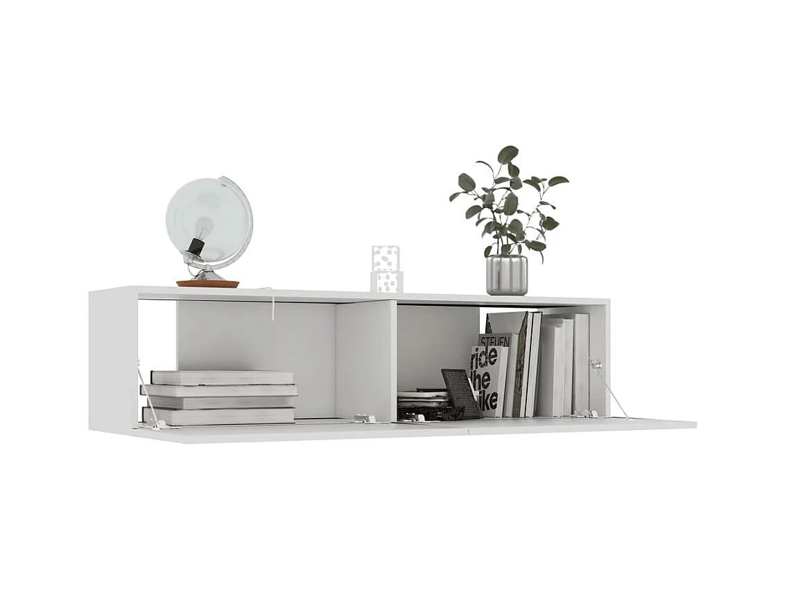 Meuble TV Blanc 120x30x30 cm Bois d’ingénierie