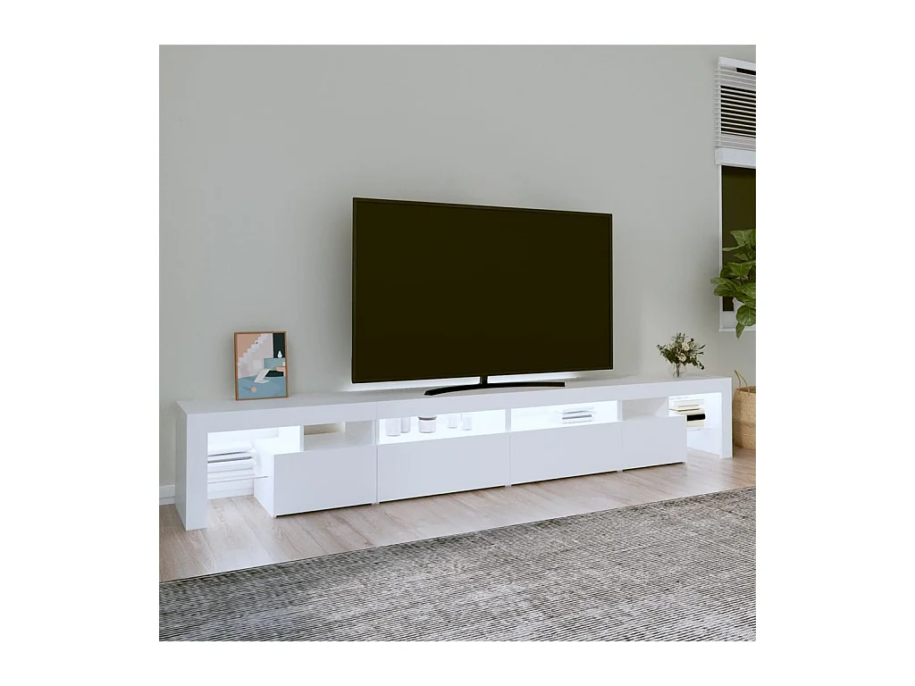 Meuble TV avec lumières LED Blanc 260x36,5x40 cm