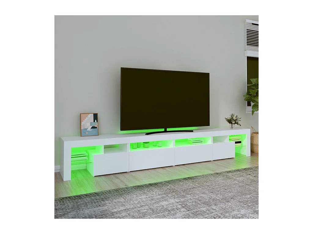 Meuble TV avec lumières LED Blanc 260x36,5x40 cm