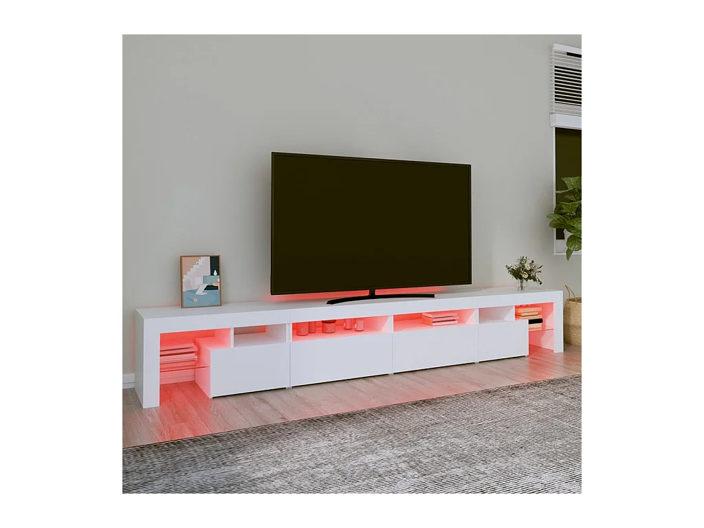 Meuble TV avec lumières LED Blanc 260x36,5x40 cm
