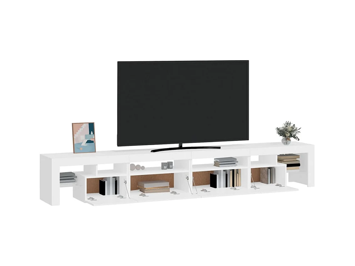 Meuble TV avec lumières LED Blanc 260x36,5x40 cm