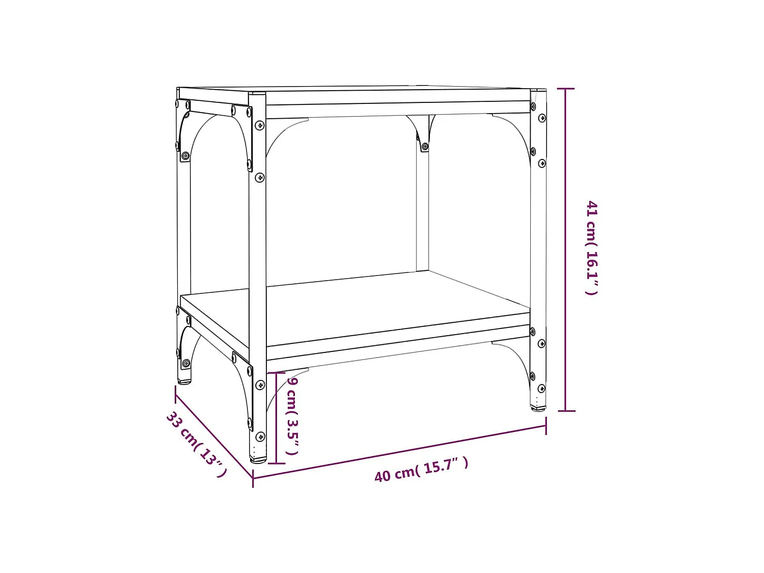Meuble TV Sonoma gris 40x33x41 cm Bois d'ingénierie et acier