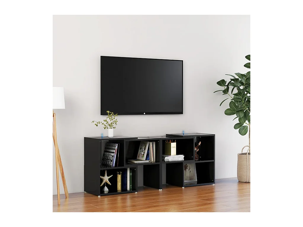 Meuble TV Noir brillant 104x30x52 cm Bois d'ingénierie