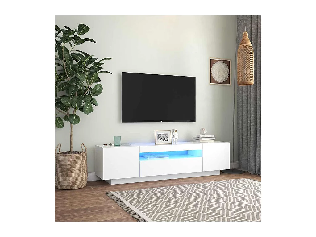 Meuble TV avec lumières LED blanc 160x35x40 cm