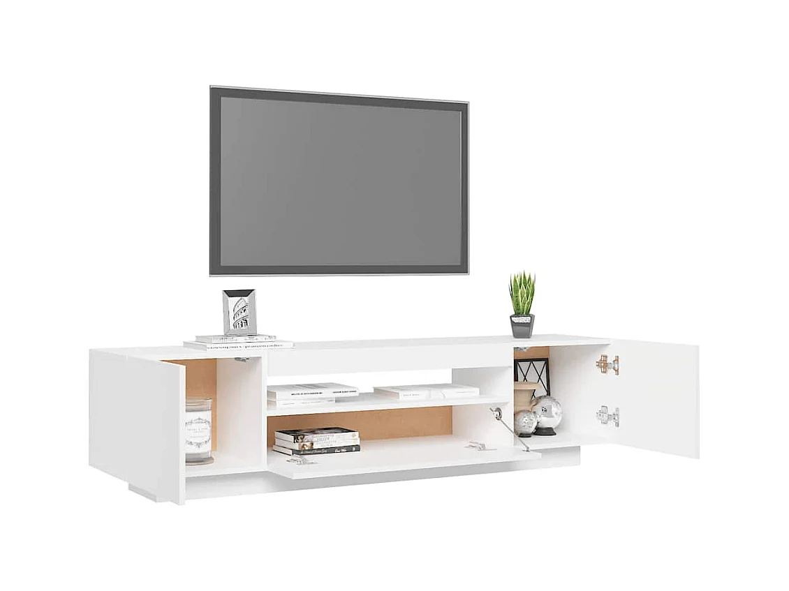 Meuble TV avec lumières LED blanc 160x35x40 cm