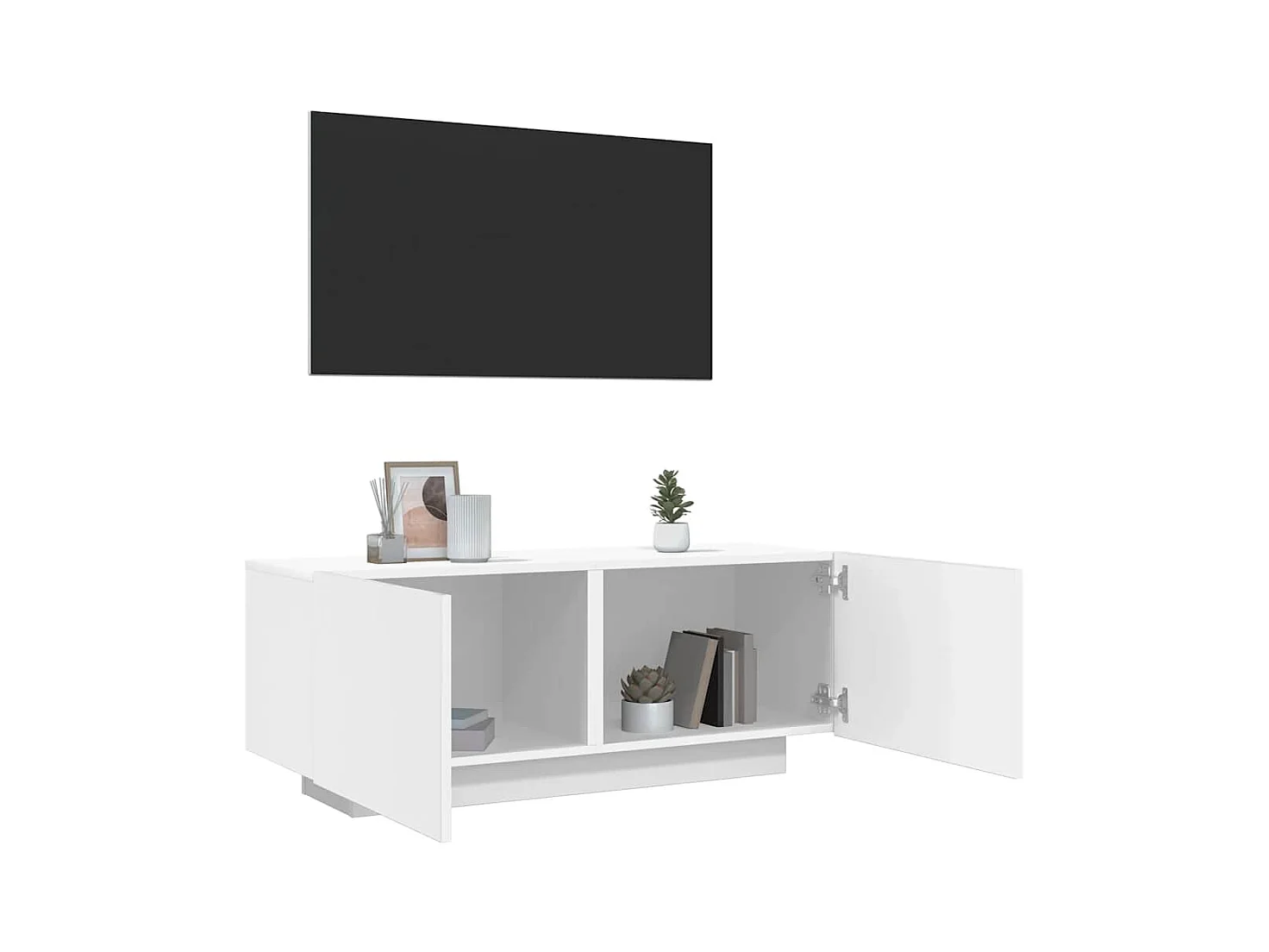 Meuble TV Blanc 100x35x40 cm Aggloméré