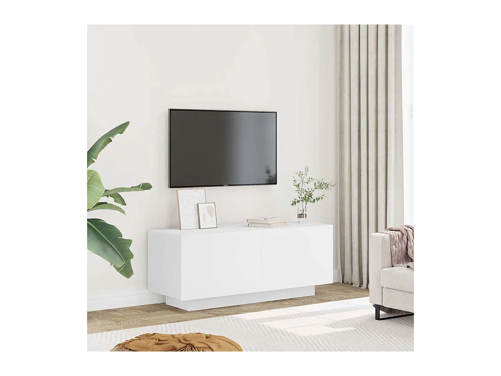 Meuble TV Blanc 100x35x40 cm Aggloméré