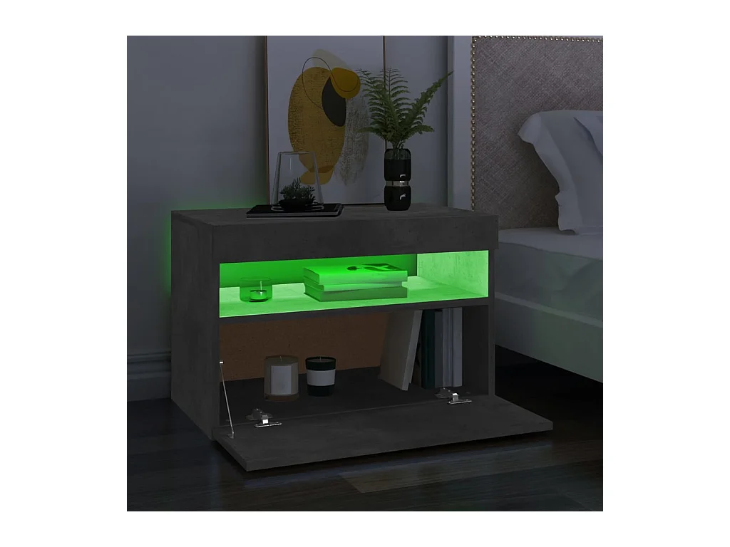 Meuble TV avec lumières LED gris béton 60x35x40 cm