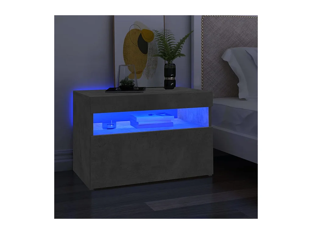 Meuble TV avec lumières LED gris béton 60x35x40 cm