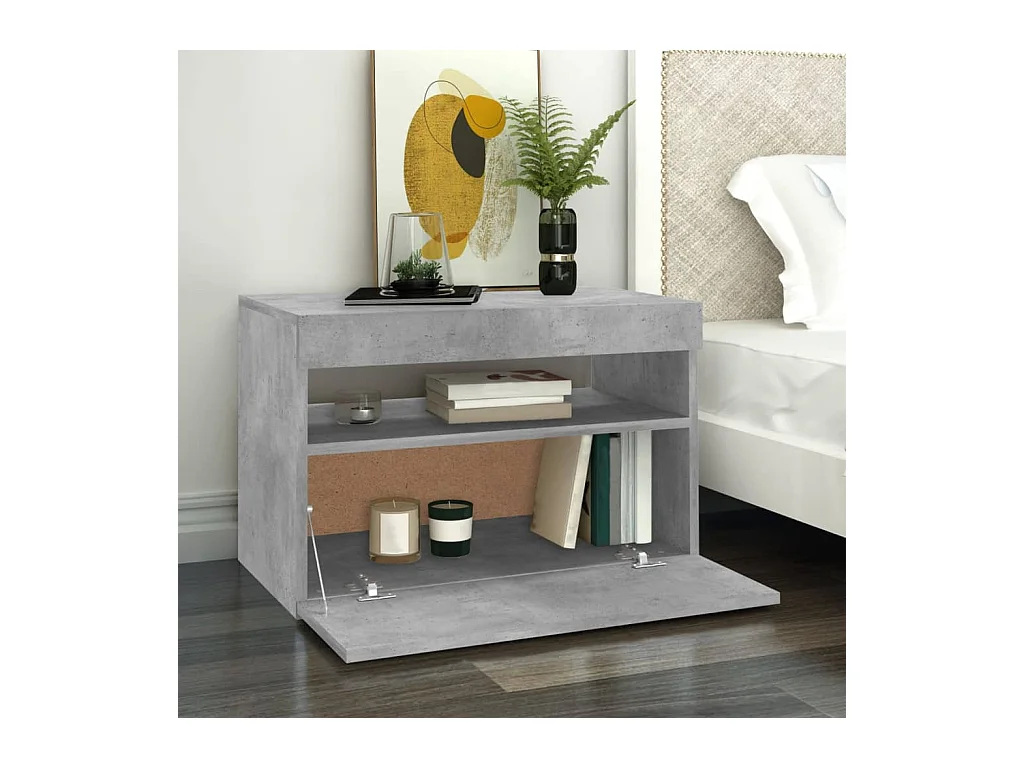 Meuble TV avec lumières LED gris béton 60x35x40 cm