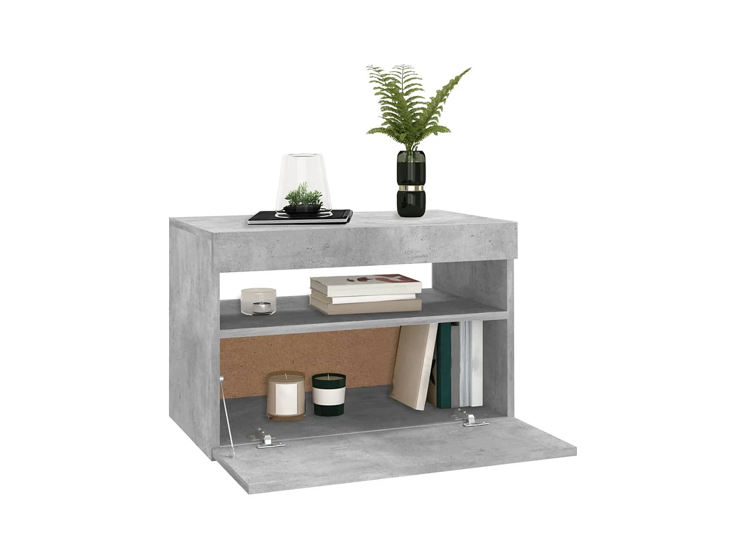 Meuble TV avec lumières LED gris béton 60x35x40 cm