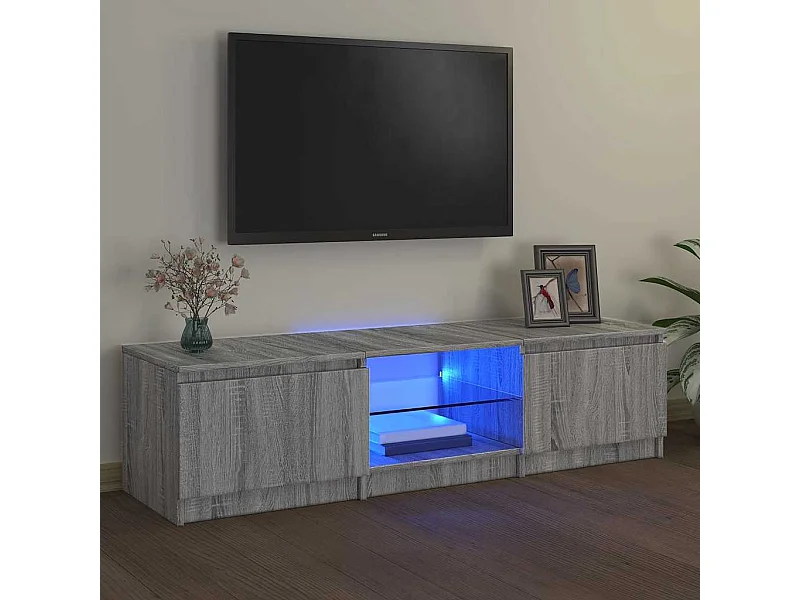 Sonoma grijs tv-meubel met ledverlichting 140x40x36 cm
