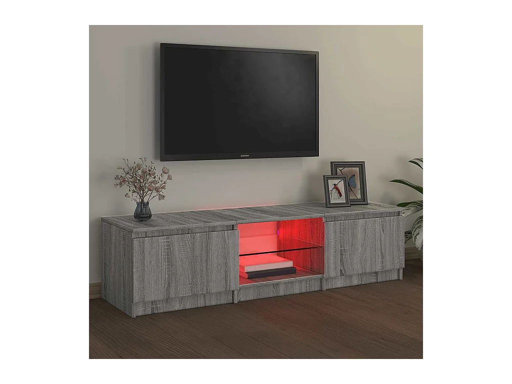 Meuble TV avec lumières LED Sonoma gris 140x40x36 cm
