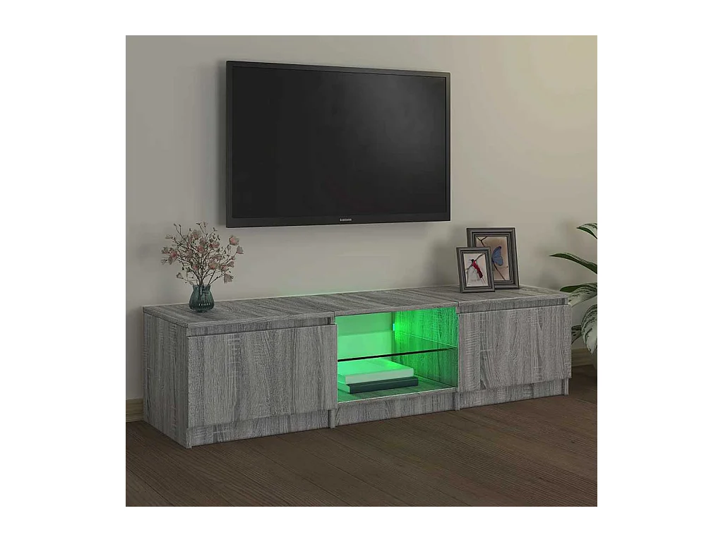 Meuble TV avec lumières LED Sonoma gris 140x40x36 cm