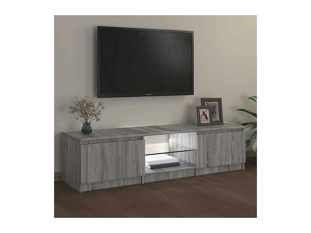 Meuble TV avec lumières LED Sonoma gris 140x40x36 cm