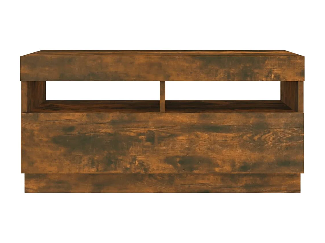 Meuble TV avec lumières LED chêne fumé 80x35x40 cm