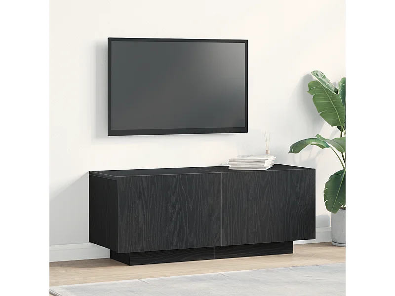 Meuble TV Chêne Noir 100x35x40 cm En bois d'ingénierie