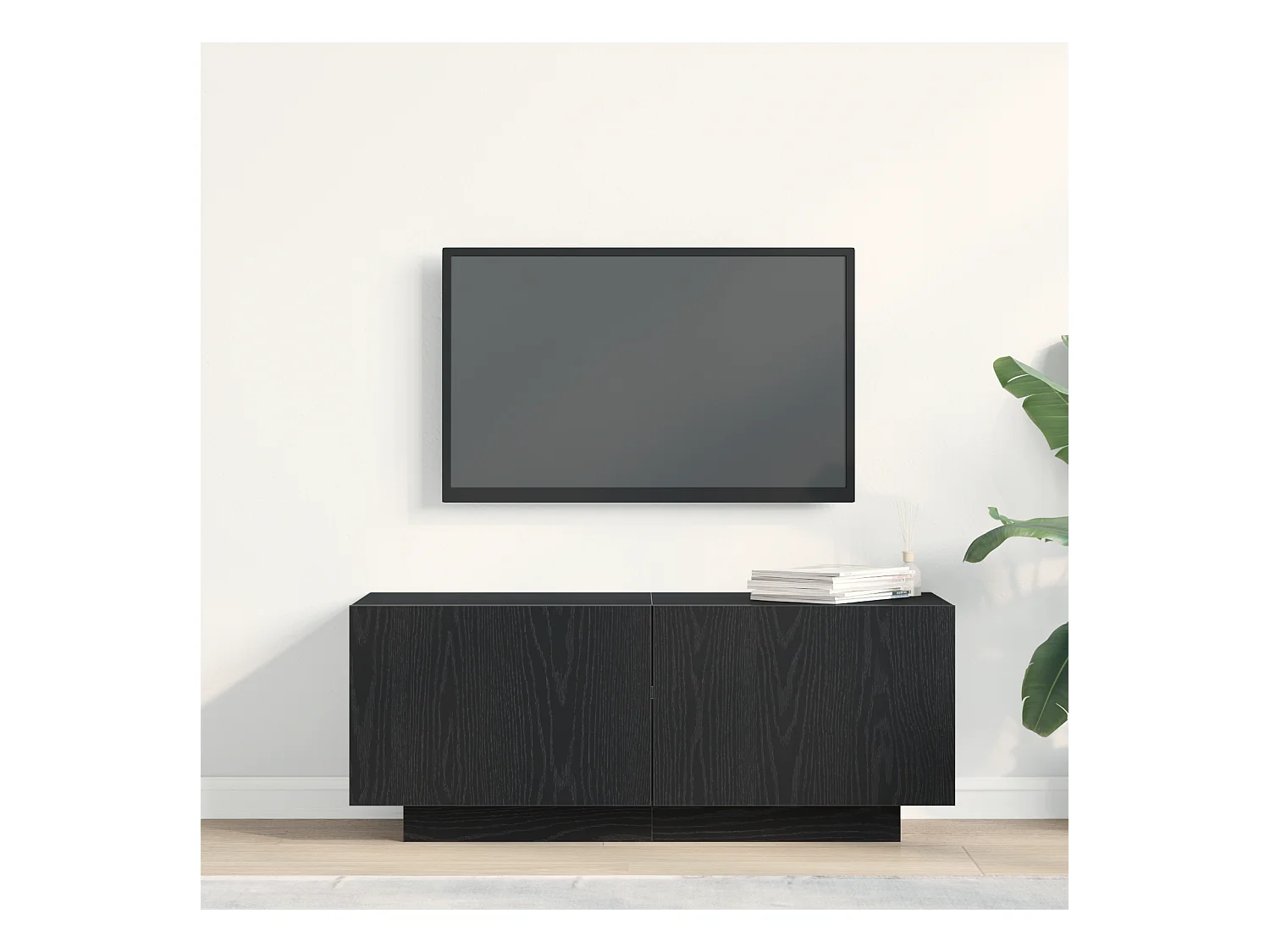 Meuble TV Chêne Noir 100x35x40 cm En bois d'ingénierie